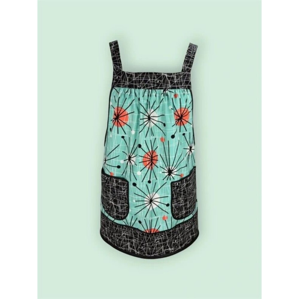 Retro Pinafore Apron Atomic 1950s Starburst Cotton XS S M